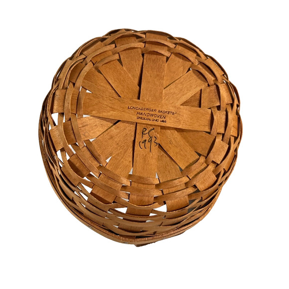 1993 Longaberger Button Basket w/Protector 7"RD x 3"H - Picture 3 of 3